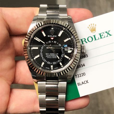 rolex sky dweller black dial on wrist|Rolex oyster perpetual sky dweller.